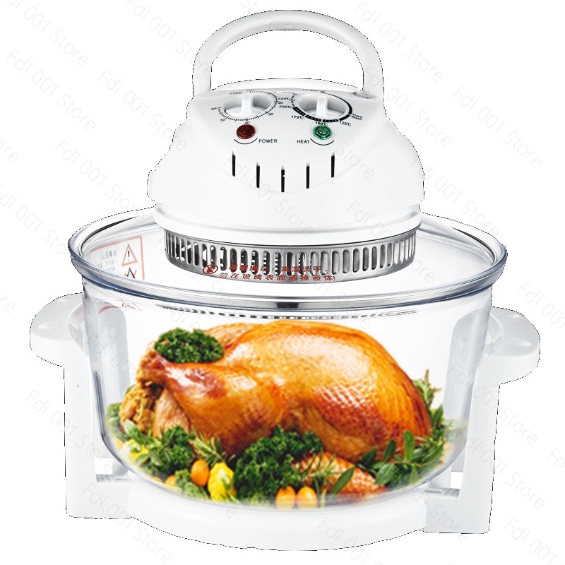 Air Fryer - Glas-Heißluftfritteuse, Lichtwellenofen, großes Fassungsvermögen, visuelle Fritteuse