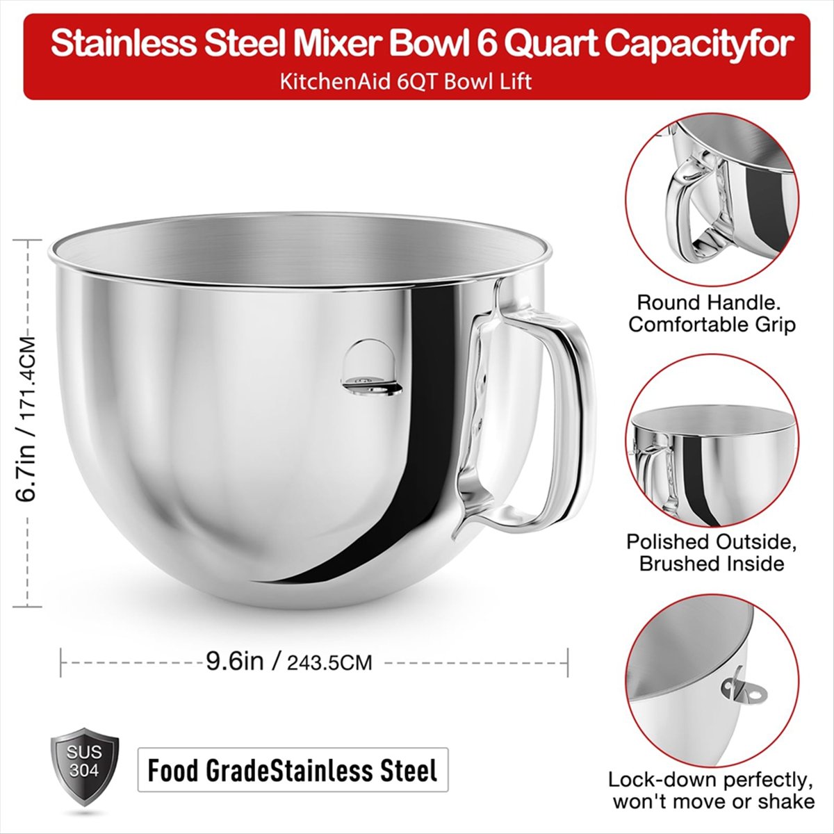 6QT Edelstahl-Mixerschüssel fü – Stand Mixer Bewertung und Preis